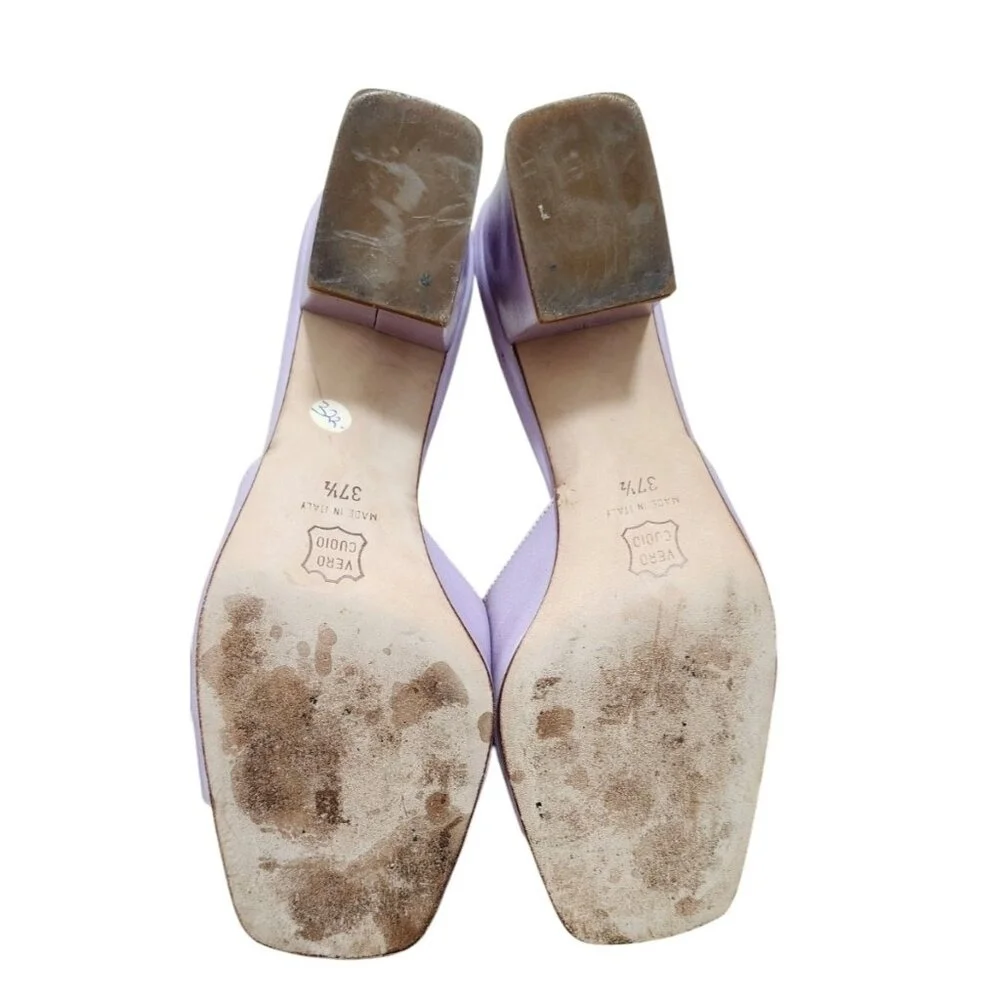 Vanessa Noel leather Block Heel Slides/Mules Size EU 37.5/US 7